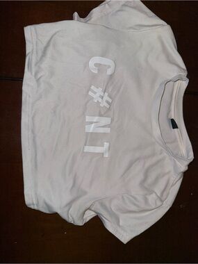 SHEIN White Cropped Graphic Tee with Raised Lettering